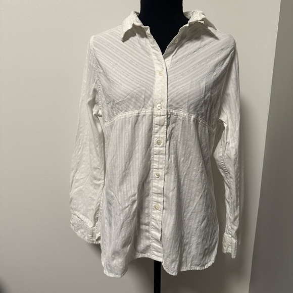 *WOOLRICH* White Long Sleeve Button Down Top Size Large - Picture 1 of 7